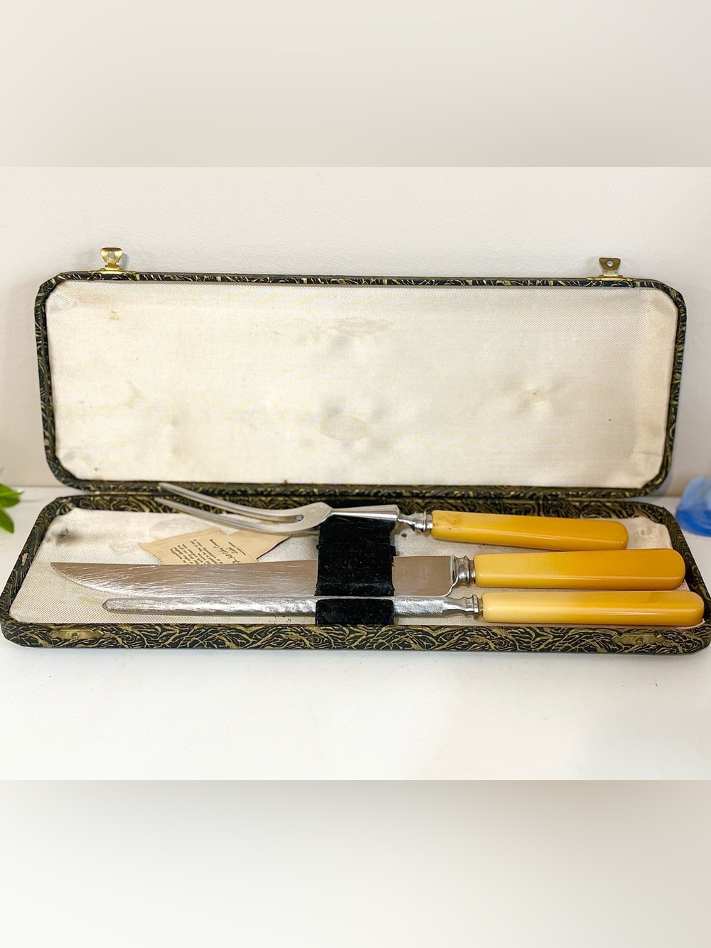 Art Deco Sheffield Bakelite Handle Carving Set Vintage Antique Silverware/Knives